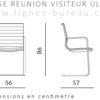 Dimensions du fauteuil visiteur pour réunions avec pied luge ULTRA