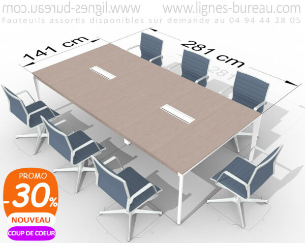 Dimensions de la table de réunion design pour 6 à 8 personnes, SWING