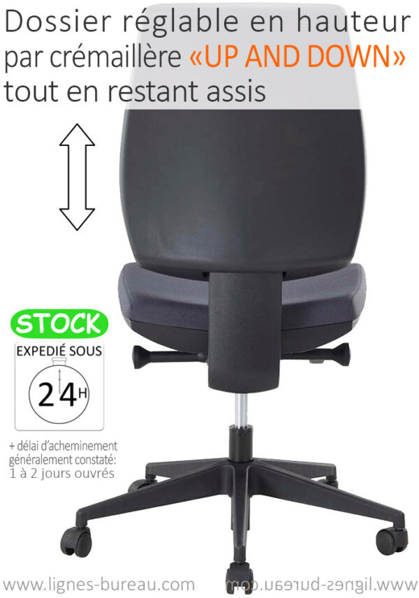 Dossier réglable en hauteur par crémaillère up and down, ECOCHAIR