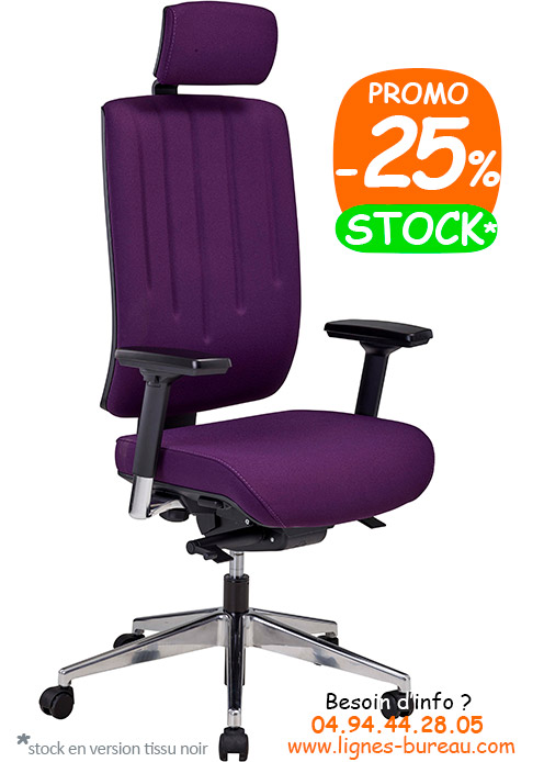 Fauteuil de bureau ergonomique avec appuie-tête en tissu violet, HD