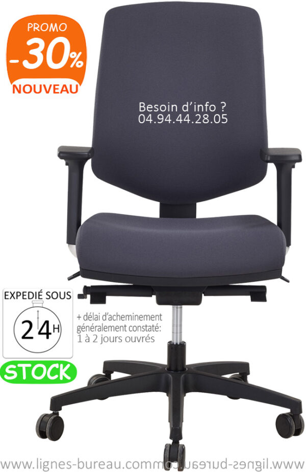 Fauteuil bureautique synchrone noir à prix discount, en stock, FLORENT