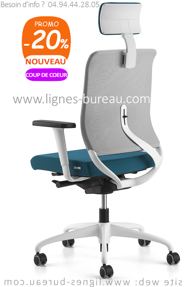 Fauteuil bureau ergonomique design noir blanc w