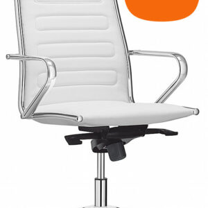 Fauteuil Direction Design cuir blanc et chrome CLASS M