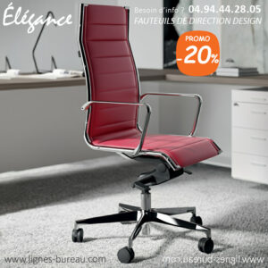 Fauteuil de direction design en cuir rouge, Élégance