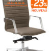 Fauteuil de direction chic en simili cuir de couleur Taupe en promo, Ultra