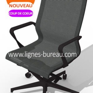 Fauteuil de bureau Manager noir en maille design et confortable, nommé Transat