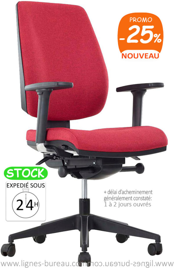 Fauteuil de bureau synchrone rouge chiné 5201, ECOCHAIR