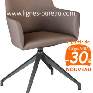 Fauteuil de réunion confortable et design en simili cuir taupe, Moka