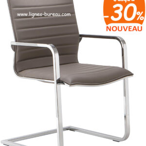 Fauteuil de réunion Ultra en version simili cuir de couleur Taupe