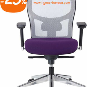 Fauteuil synchrone élégant avec accoudoirs 4D, blanc et violet, BOB