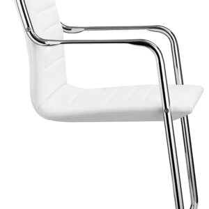 Fauteuil Visiteur Design en cuir et chrome blanc de la gamme Class M