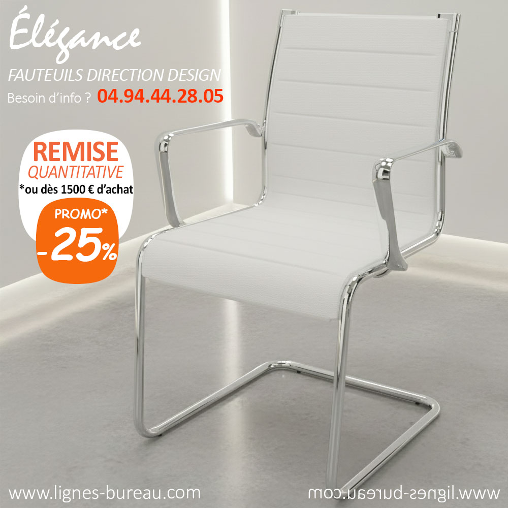 Fauteuil visiteur et réunion design en cuir blanc, Élégance