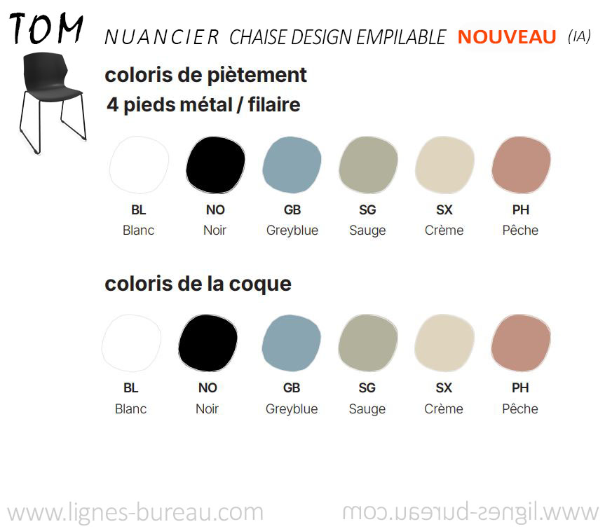 Nuancier des chaises de réunion design TOM
