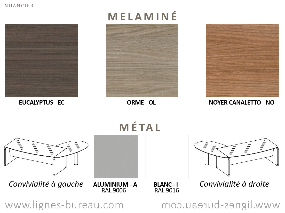 Nuancier du mobilier de direction en verre et bois bench 03