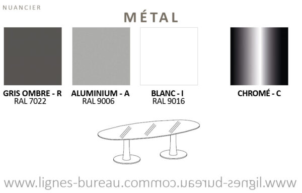 Nuancier des pieds de la table de réunion en verre ovale Iceberg 2