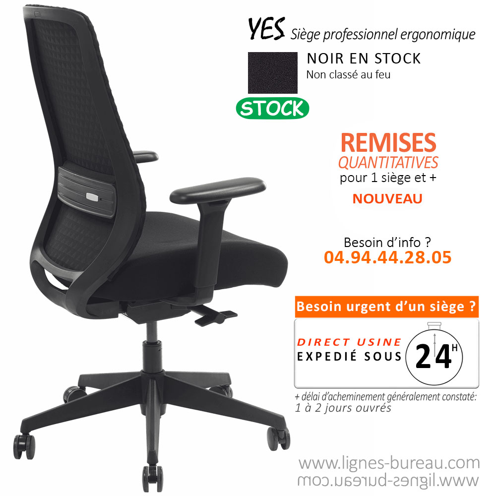 Soutien lombaire réglable et structure arrière du siège ergonomique de bureau YES