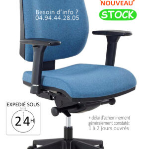 Fauteuil bureautique synchrone pas cher avec tissu bleu chiné 5351, ECOCHAIR