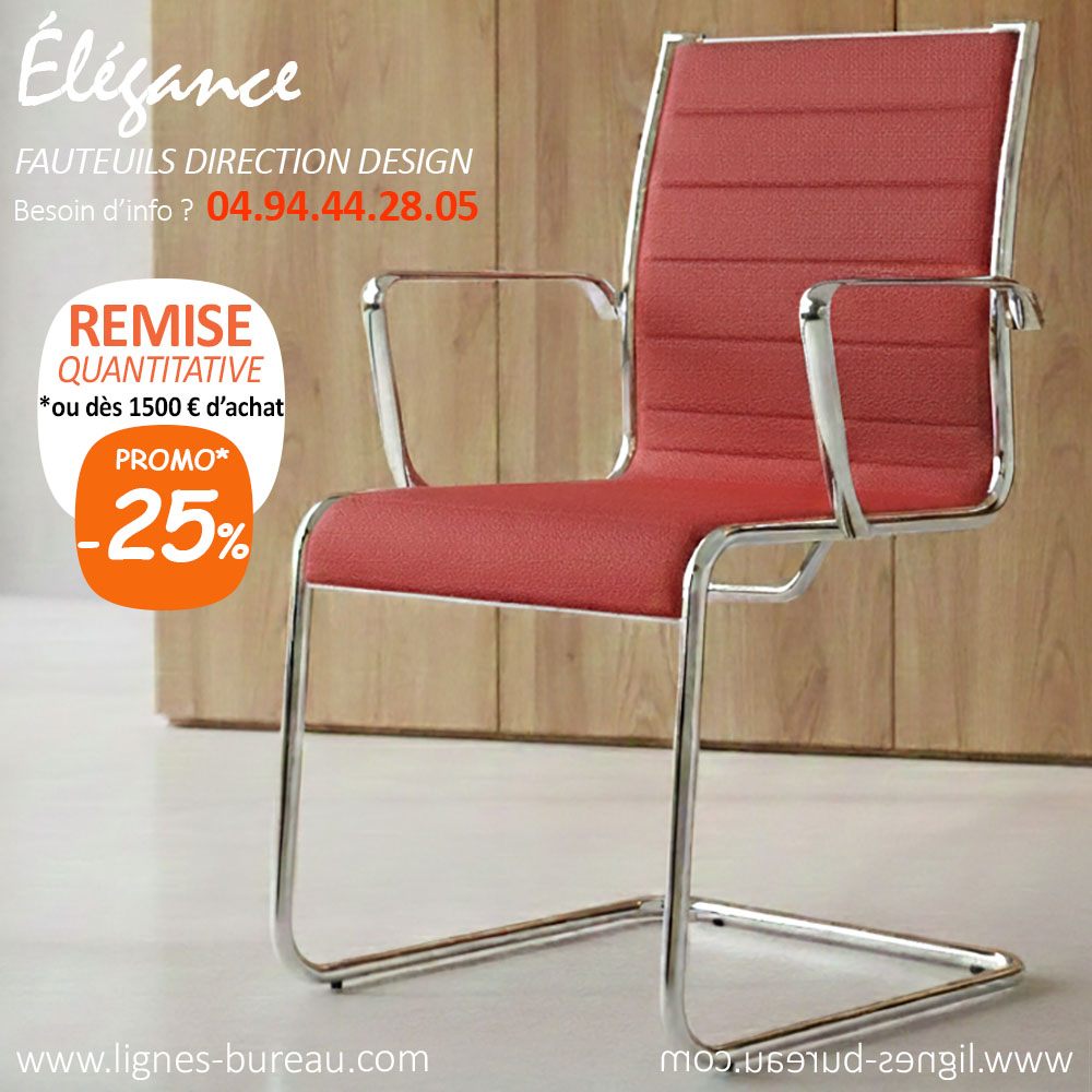 Siège visiteur et réunion en cuir rouge, Élégance, avec pied fixe