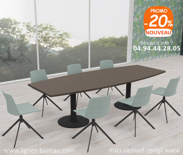 Table de réunion design tonneau 8 personnes, Eucalyptus, W22