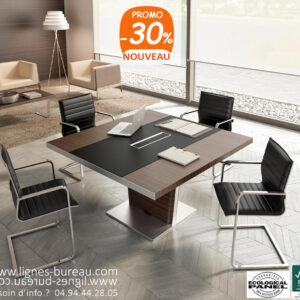 Table réunion prestige bois et cuir elysium