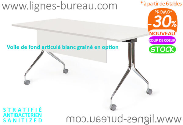 Table abattante avec voile de fond articulé en option nommée SOPHIA