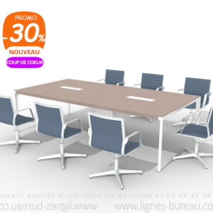 Table de réunion design haut de gamme, 6/8 personnes, multimédia, Orme, SWING