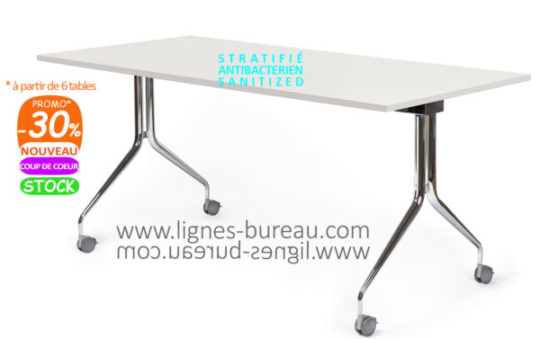 Table rabattable mobile avec plateau stratifié antibactérien SOPHIA