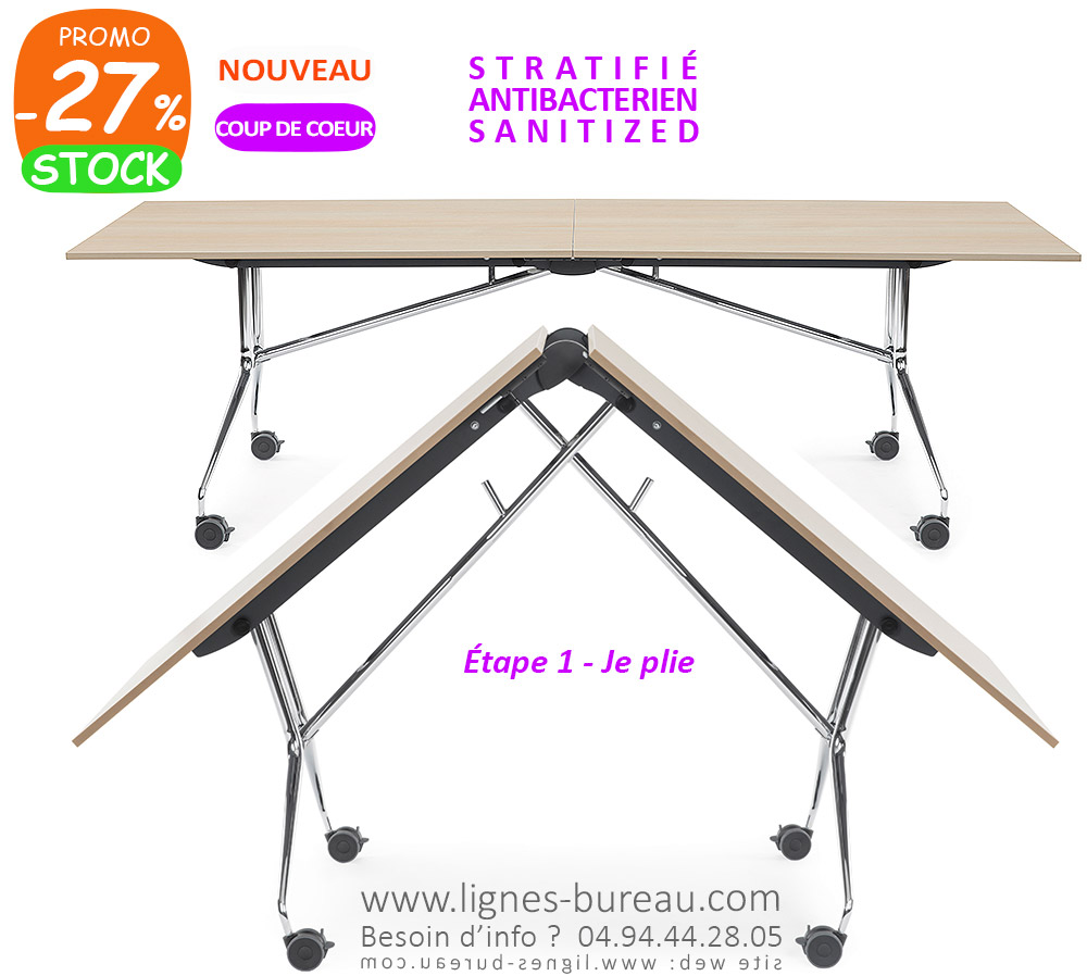 Table pliante rectangulaire ALAVUS pour bureau ou réunion