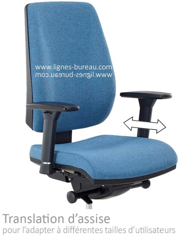 L'assise du siège de bureau ECOCHAIR est réglable en profondeur pour une meilleure ergonomie