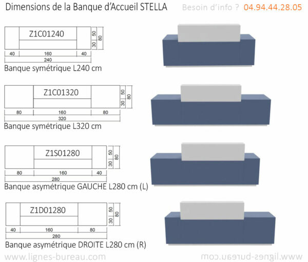 La banque d'accueil design STELLA existe dans 4 configurations