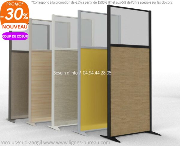 Cloison kp verre mélaminée h180 x l81cm