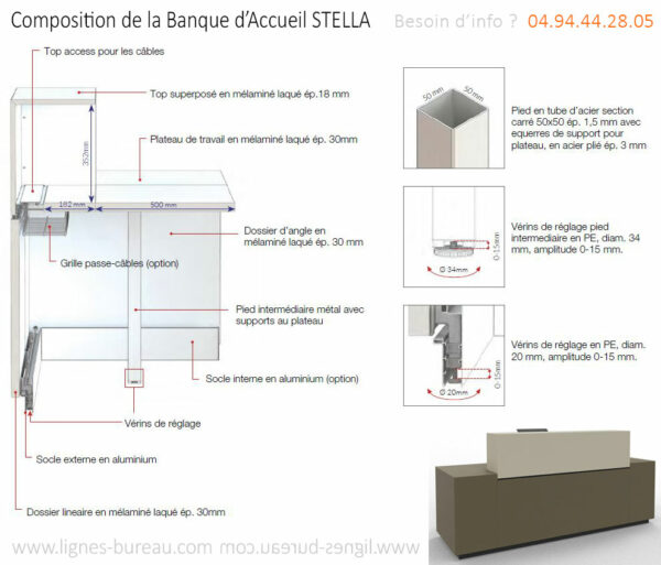 Banque d'accueil haut de gamme STELLA, conception de qualité