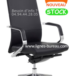 Fauteuil Président synchrone et design avec Têtière en simili cuir noir, Dynastie