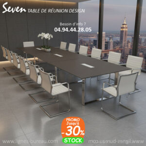 Table de réunion design SEVEN plateau finition Eucalyptus