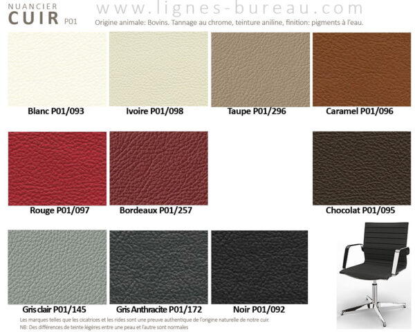 Teintes cuirs du fauteuil de réunion design haut de gamme ULTRA