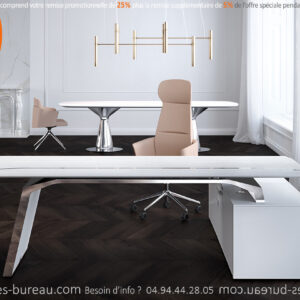 Bureau direction de luxe design, blanc, nommé ATHÉNA