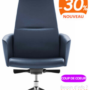 Fauteuil de direction haut de gamme bleu au design contemporain, Jules