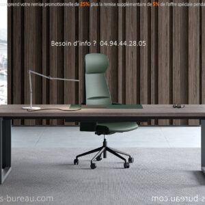 Bureau direction luxe, design contemporain, bois gris foncé, cuir ou simili. Gamme Littoral