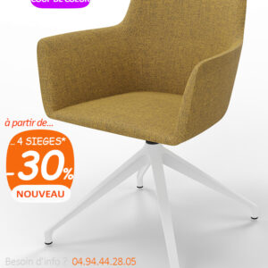 Chaise de réunion design contemporaine, confortable, en tissu, pivotante, MOKA