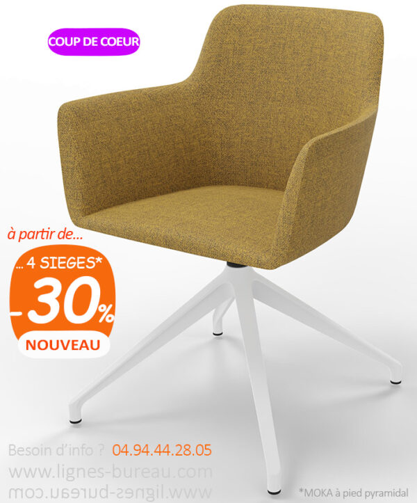 Chaise de réunion design contemporaine, confortable, en tissu, pivotante, MOKA