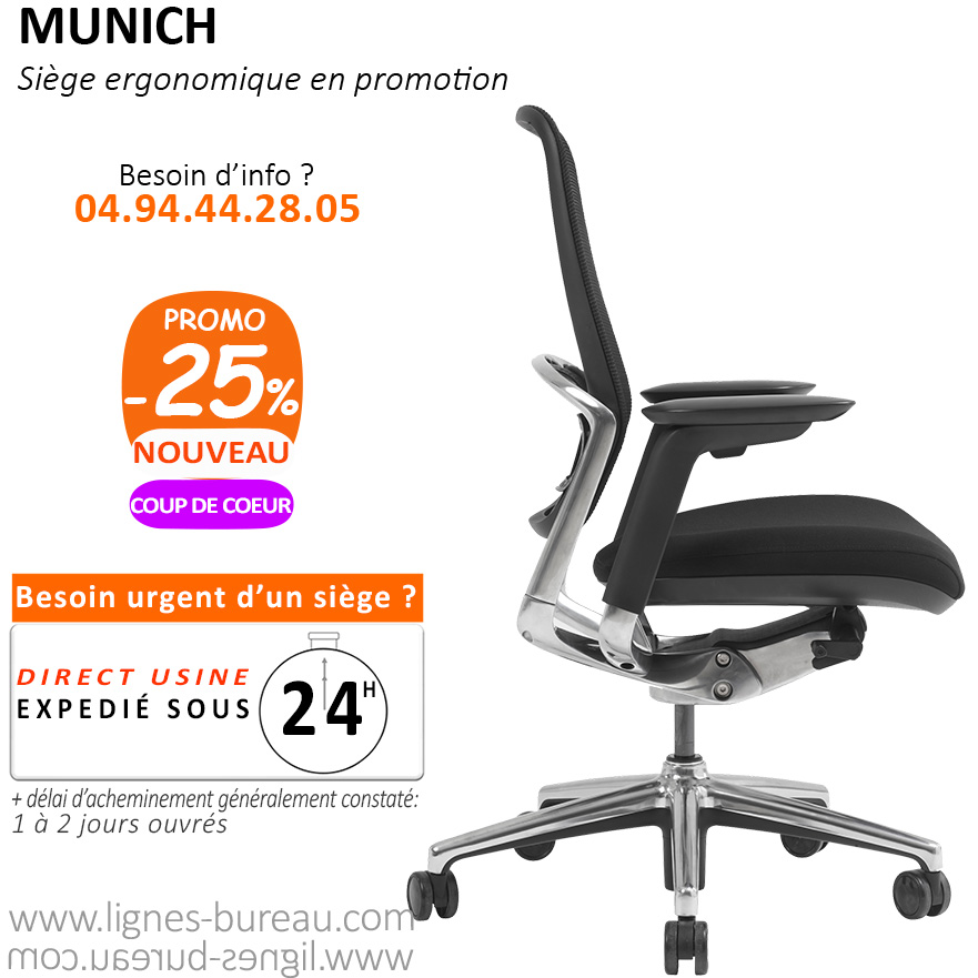 Siège ergonomique pas cher professionnel, Munich - Mobilier de bureau  professionnel