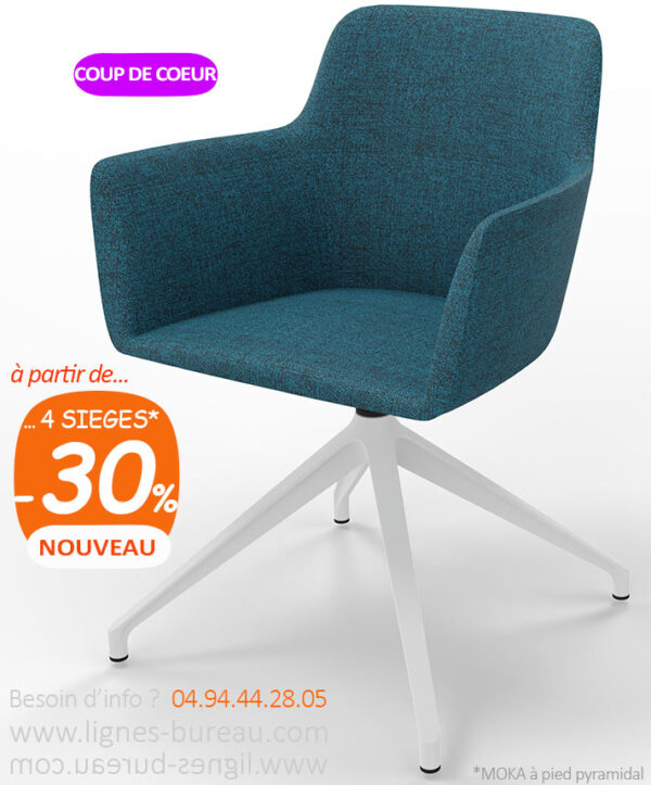 Siège de réunion élégant, moderne, en tissu C05293, pivotant, MOKA