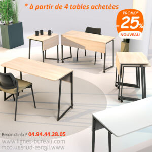 Tables formation et séminaire 1 ou 2 personnes, empilables, Scire