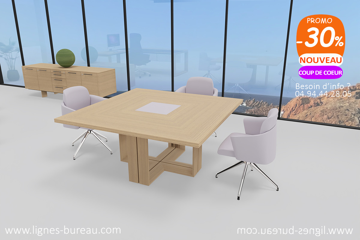 Longue table de conférence haut de gamme en bois et cuir ELYSIUM
