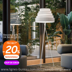 Lampadaire actuel et élégant blanc pour le bureau, Tripode