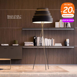 Lampadaire de bureau design moderne d’architecte noir, Tripode