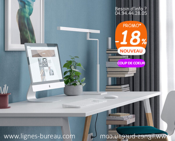 Lampe de bureau led au design contemporain, blanche, Star