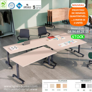 Tables de réunion modulaires rabattables à roulettes, Easy