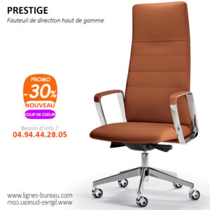 Fauteuil de direction haut de gamme en cuir Caramel, Prestige