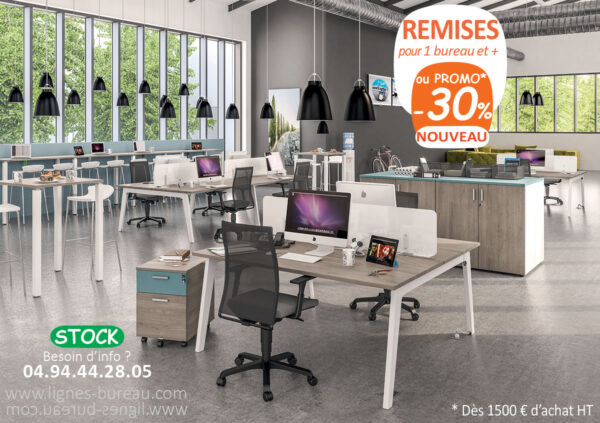 Open Space avec mobilier de bureau pas cher. Gamme Castor